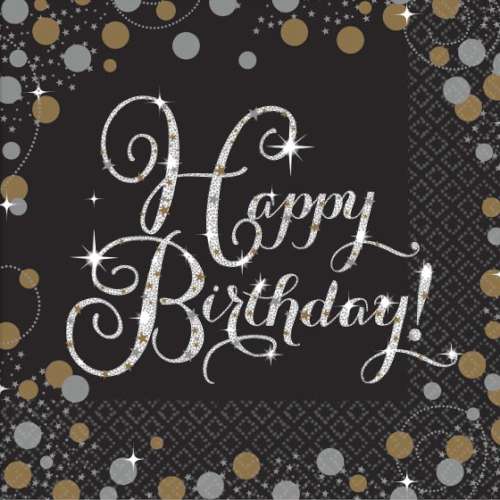 Sparkling Celebrations Happy Birthday Beverage Napkins - Click Image to Close